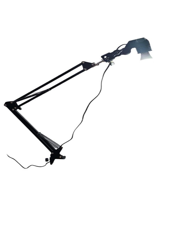 SHOPEE Adjustable Metal Swing Arm Table Lamp With Clamp, Swivel Light Lamp Bulb Holder For Bedroom, Study, Home Office, Table Photography, B22 Base, Replaceable Bulbs, Multi-Joint, Black Finish,Led - Image 3